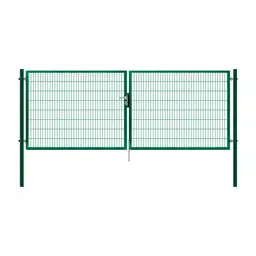Poartă batantă PVC dublu fir Pilofor Super 4 x 1.58 m verde – două canate pe stâlpi metalici