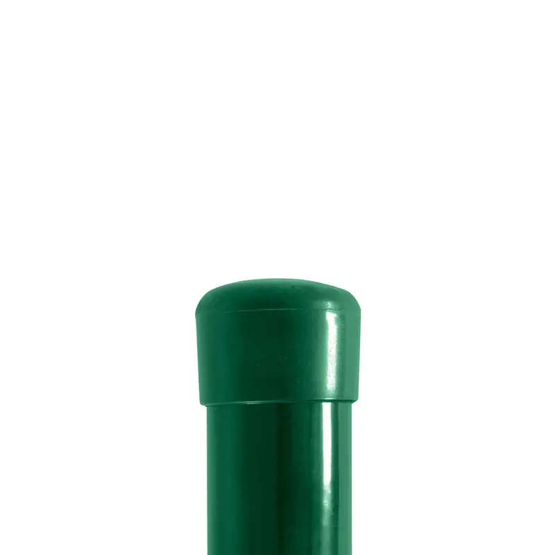 Stâlp gard rotund PVC D 48 mm, 1750 mm, verde RAL 6005 – capăt cu capac de protecție