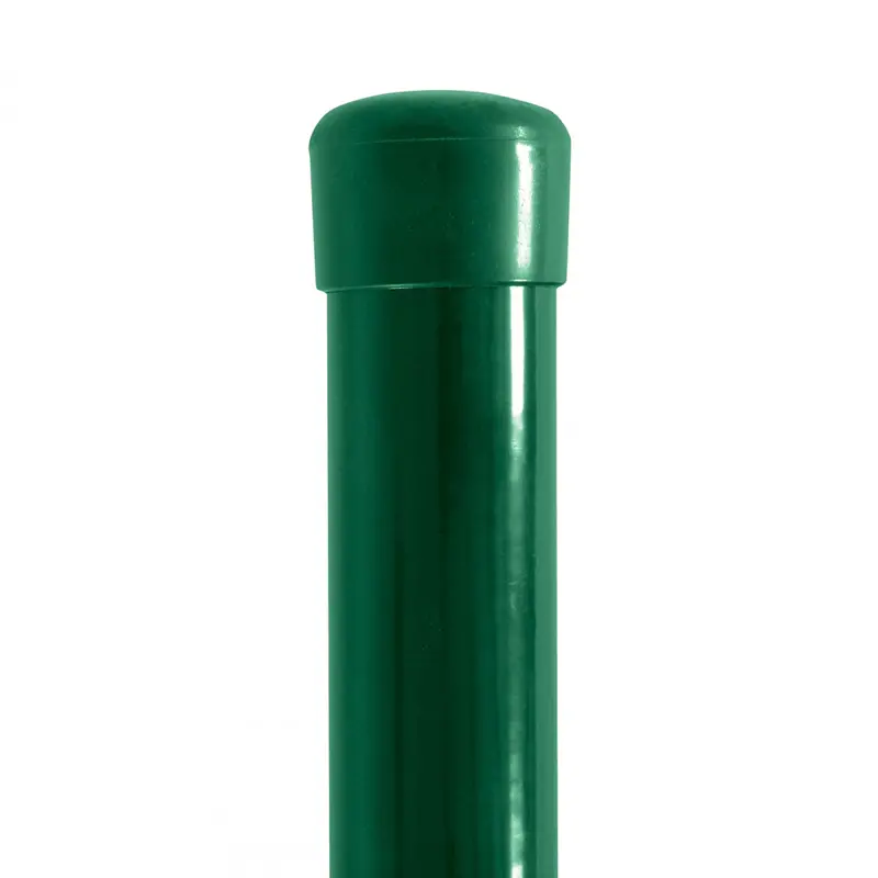 Stâlp gard rotund PVC D 48 mm, 3100 mm, verde RAL 6005 – capăt de stâlp, finisaj lucios