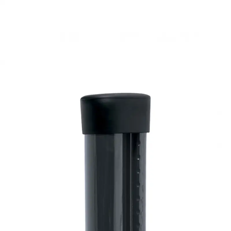 Stâlp gard rotund PVC profilat D 48 mm, 2400 mm, antracit RAL 7016 – capăt cu capac de protecție