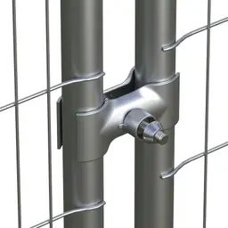 Accesoriu de gard: colier dublu antifurt pentru panouri mobile de șantier – montat între doi stâlpi