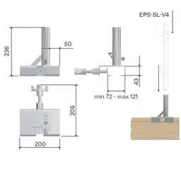 Talpă EPS-UDZ-V2, sistem de protecție a marginilor – schemă de montaj cu dimensiuni