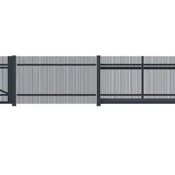 Gard rezidențial din aluminiu, panou AL.00 – lamele perforate, vedere frontală