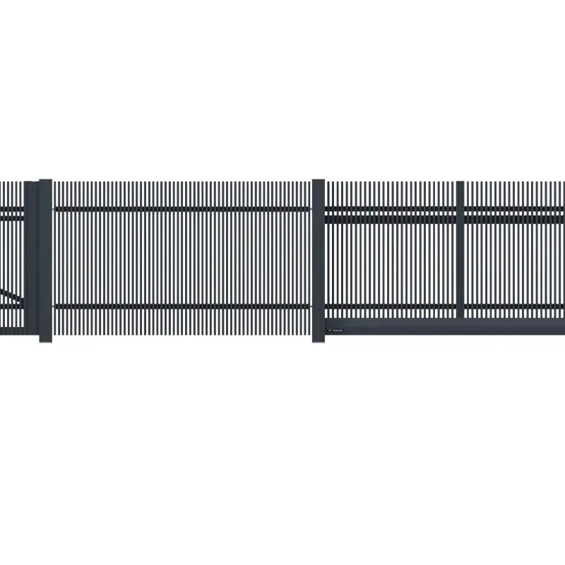 Gard rezidențial din aluminiu, panou AL.00 – lamele perforate, vedere frontală