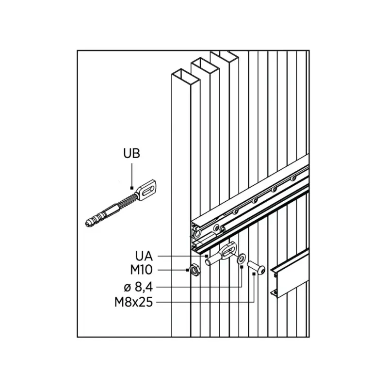 Gard rezidențial din aluminiu, panou AL.00 – desen tehnic de montaj