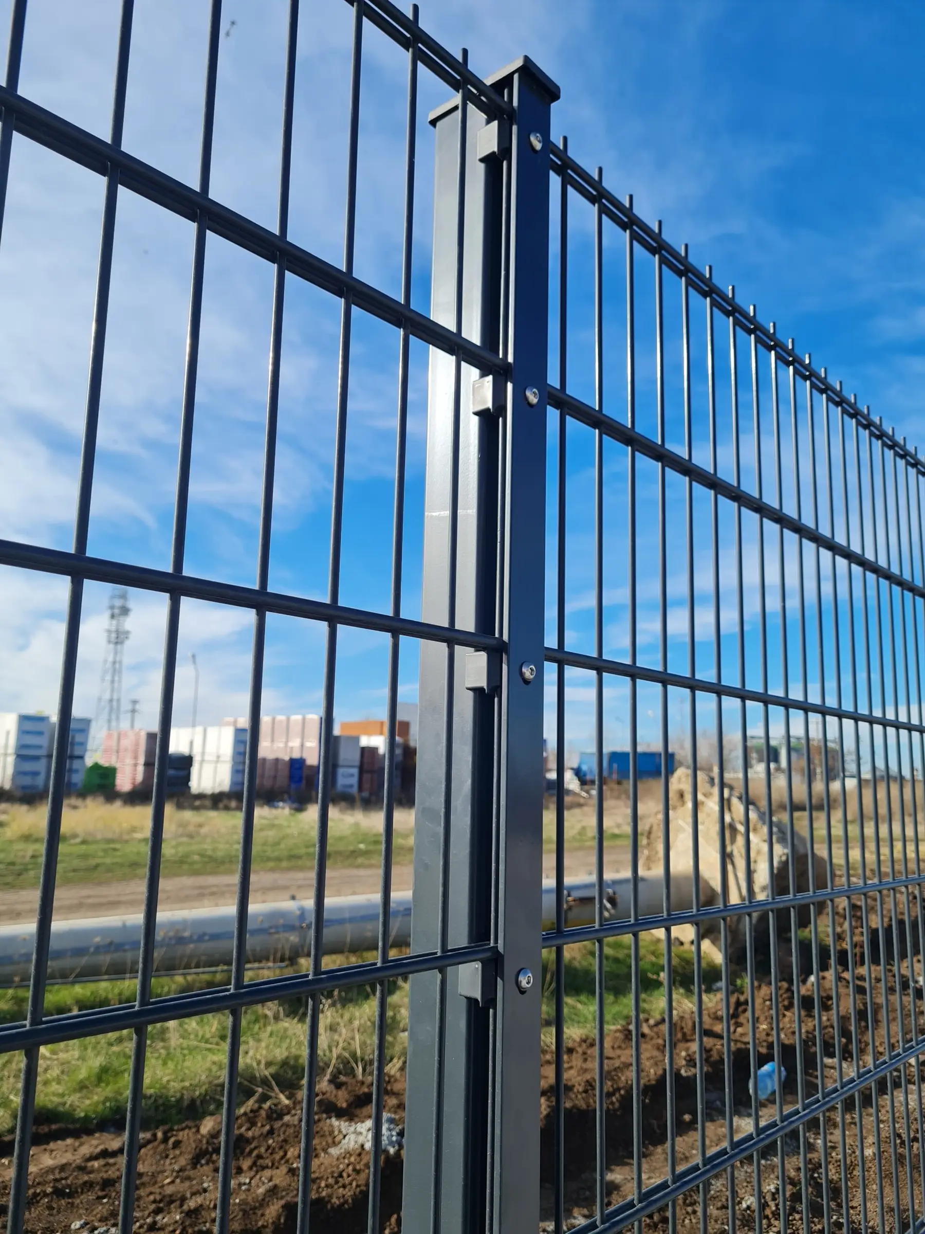 Stâlp gard sigma PVC 60x40x2 mm, 2600 mm, antracit – panou de plasă, peisaj urban