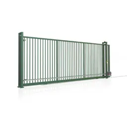 Poartă culisantă pe șină WI 120 – verde, cu automatizare