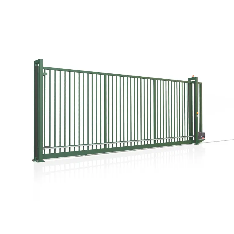 Poartă culisantă pe șină WI 120 – verde, cu automatizare
